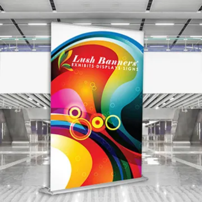 Example of colorful retractable banner from Lush Banners