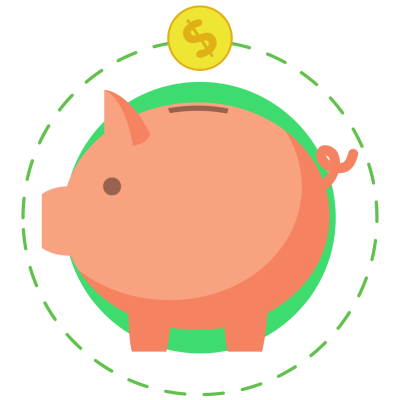 Illustration of a piggy bank representing budget-friendly banner and flag choices