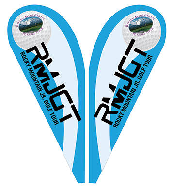 Custom printed teardrop banner display outdoors