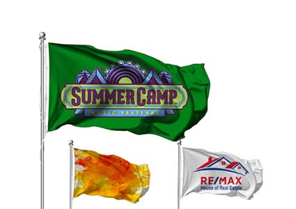 Custom flags available in multiple sizes, single or double sided.