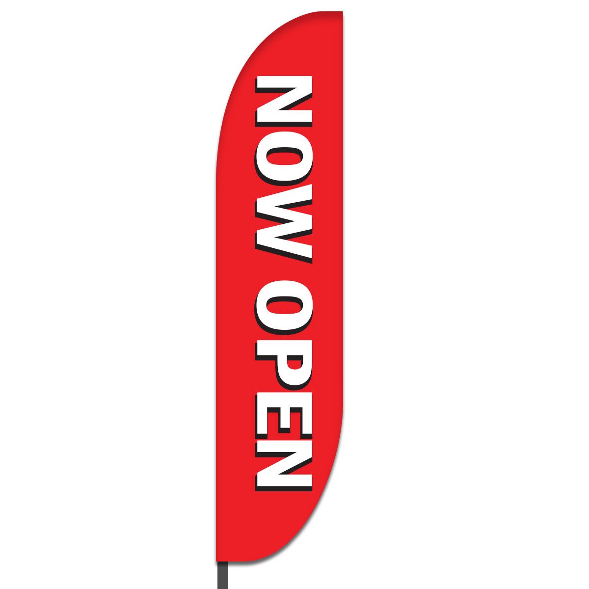 Clean, vertical white-on-red message in large capital letters.