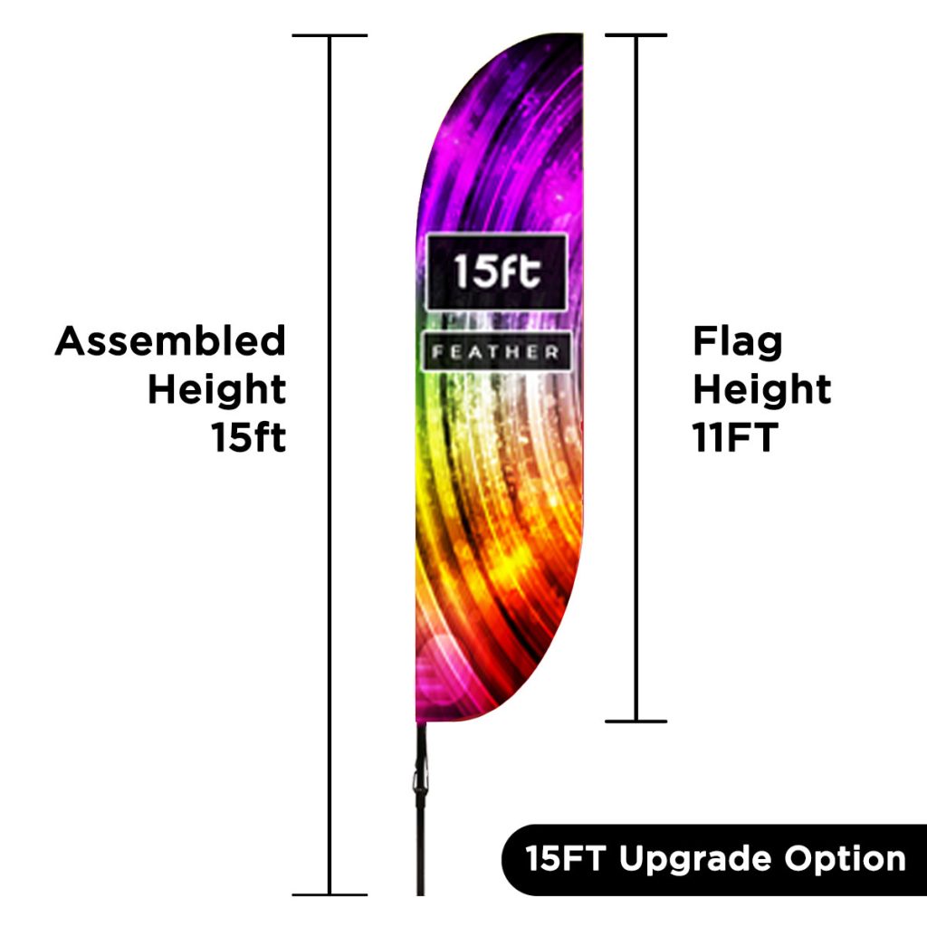 Size chart showing specifications and dimensions for 15ft predesigned display.