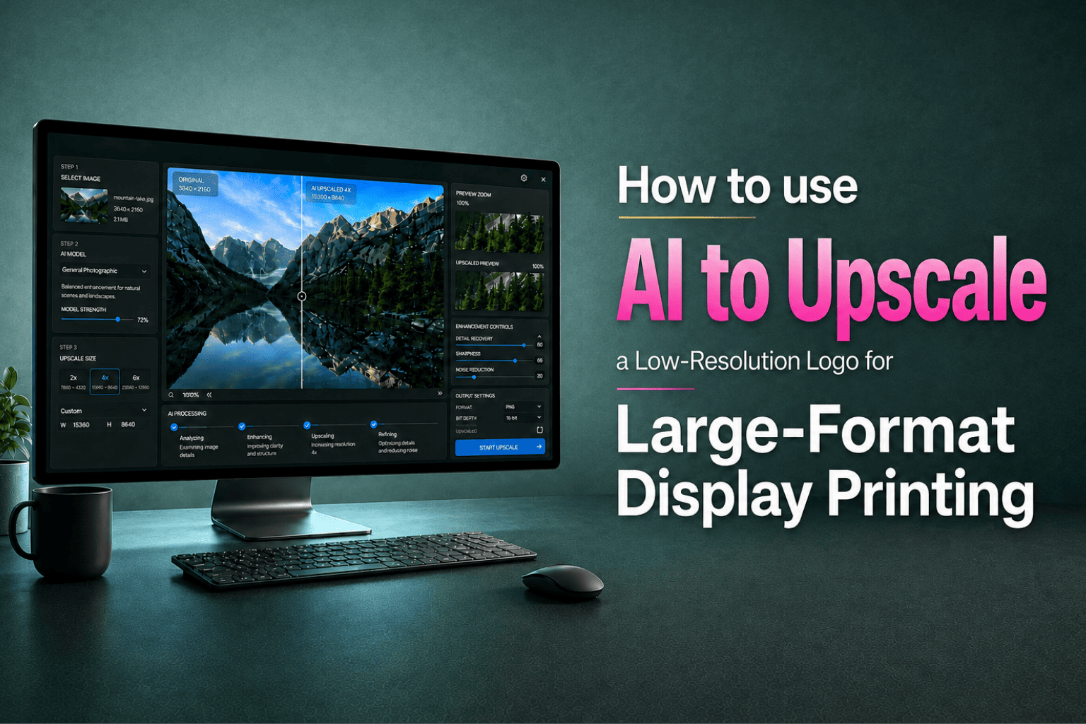 How to use AI to Upscale a Low-Resolution Logo for Large-Format Display Printing